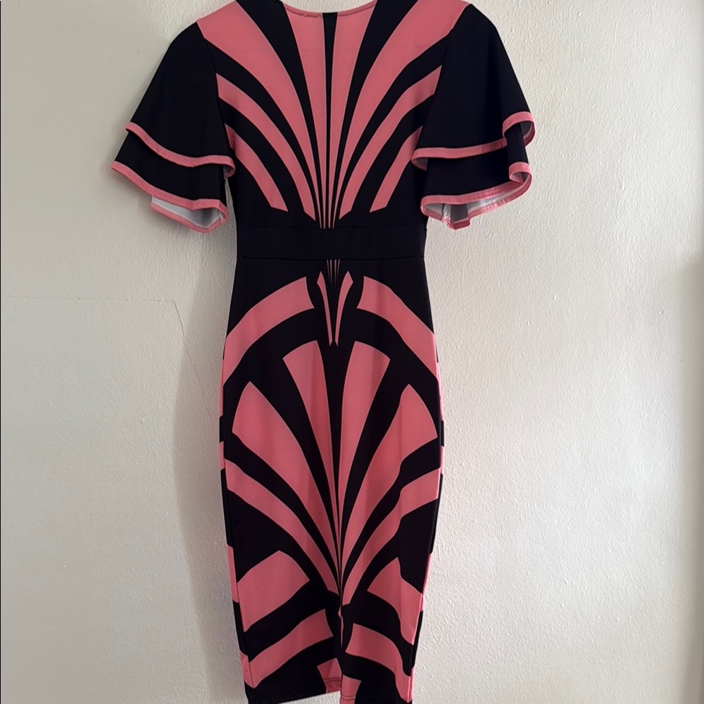 Elegant Pink and Black Women's Dress